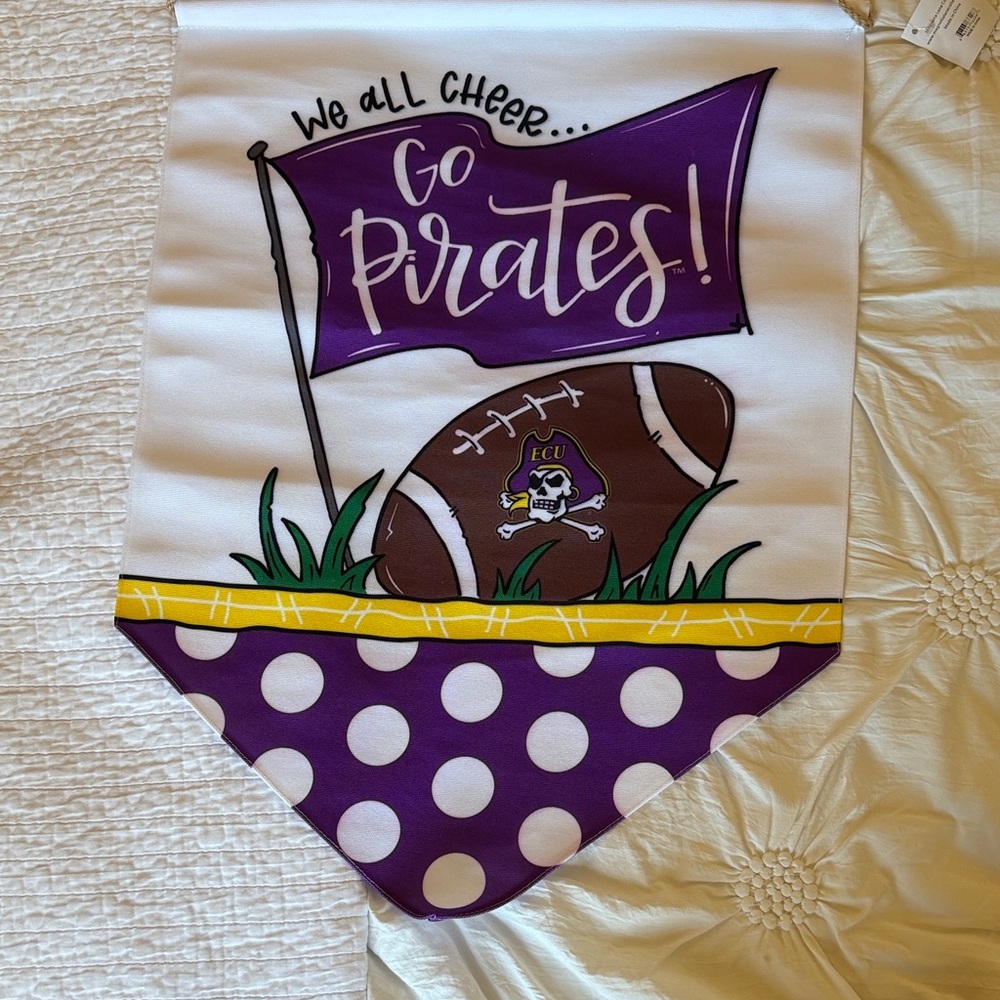 NWT- EAST CAROLINA/Pirate Football Wall Banner - Purple and White. New!